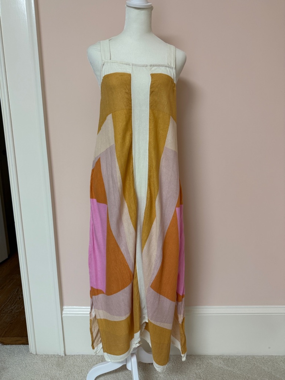 O'Neill Mustard, Pink & Cream Geometric Maxi Dress